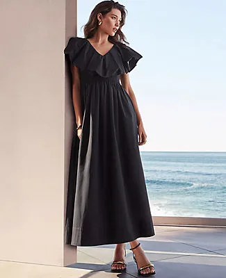 Ann Taylor Ruffle Collar Maxi Flare Dress sold by Ann Taylor product image thumbnail 3