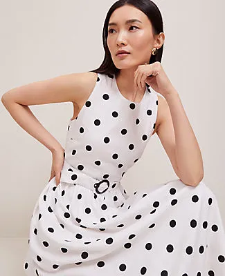 Ann Taylor Dotted Linen Blend Midi Dress sold by Ann Taylor product image thumbnail 3
