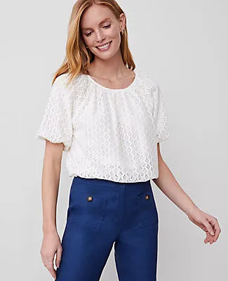 Ann Taylor Lace Bubble Hem Blouse sold by Ann Taylor