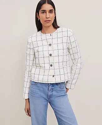 Ann Taylor Petite Tweed Crew Neck Jacket sold by Ann Taylor product image thumbnail 3