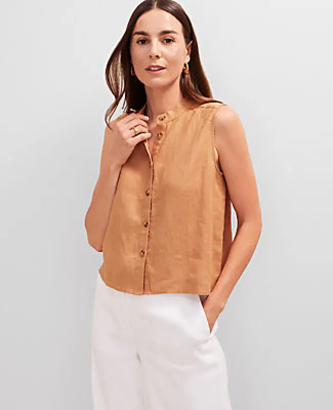 Ann Taylor Linen Sleeveless Shirt sold by Ann Taylor