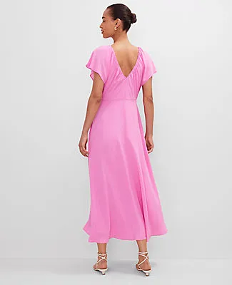 Ann Taylor Petite Flutter Sleeve Midi Flare Dress sold by Ann Taylor product image thumbnail 2