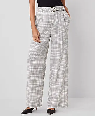 Ann Taylor The Belted Pleated Wide-Leg Pant in Plaid sold by Ann Taylor product image thumbnail 2