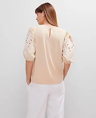 Ann Taylor Embroidered Puff Sleeve Top sold by Ann Taylor product image thumbnail 2