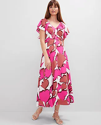 Ann Taylor Floral Flutter Sleeve Midi Dress sold by Ann Taylor product image thumbnail 3