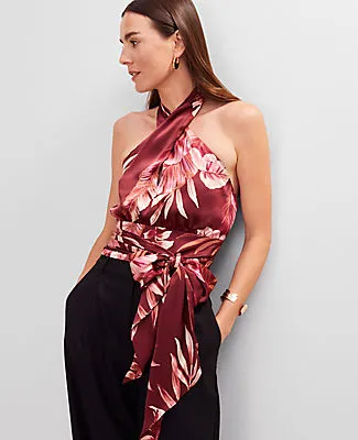 Ann Taylor Studio Collection Twist Halter Top in Tropical Print sold by Ann Taylor