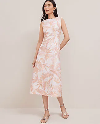 Ann Taylor Floral Linen Column Midi Dress sold by Ann Taylor product image thumbnail 3