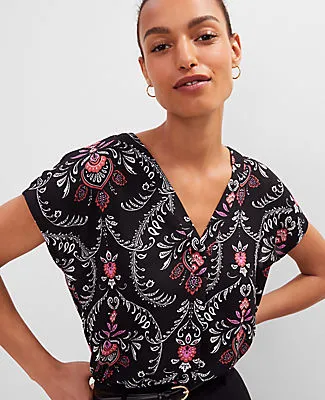Ann Taylor Floral Mixed Media Top sold by Ann Taylor