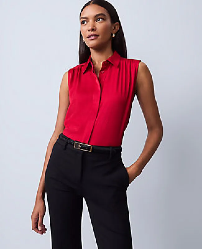 Ann Taylor Shirred Yoke Sleeveless Shirt sold by Ann Taylor