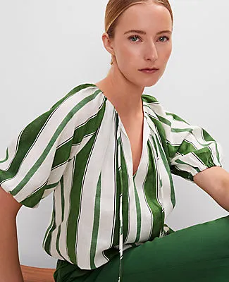 Ann Taylor Linen Blend Bubble Hem Blouse sold by Ann Taylor product image thumbnail 3