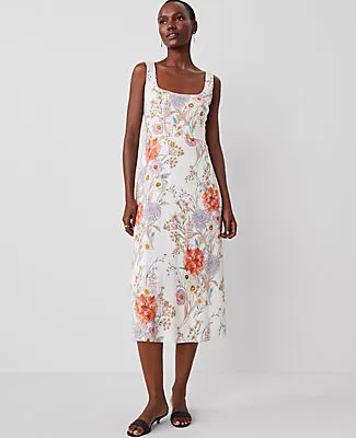 Ann Taylor Floral Linen Blend Flare Dress sold by Ann Taylor product image thumbnail 2