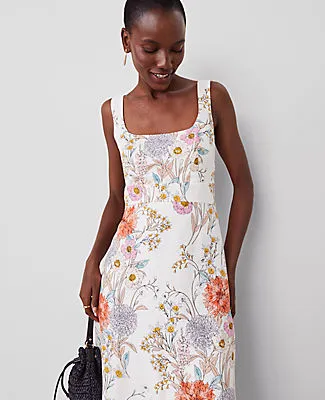 Ann Taylor Floral Linen Blend Flare Dress sold by Ann Taylor product image thumbnail 4