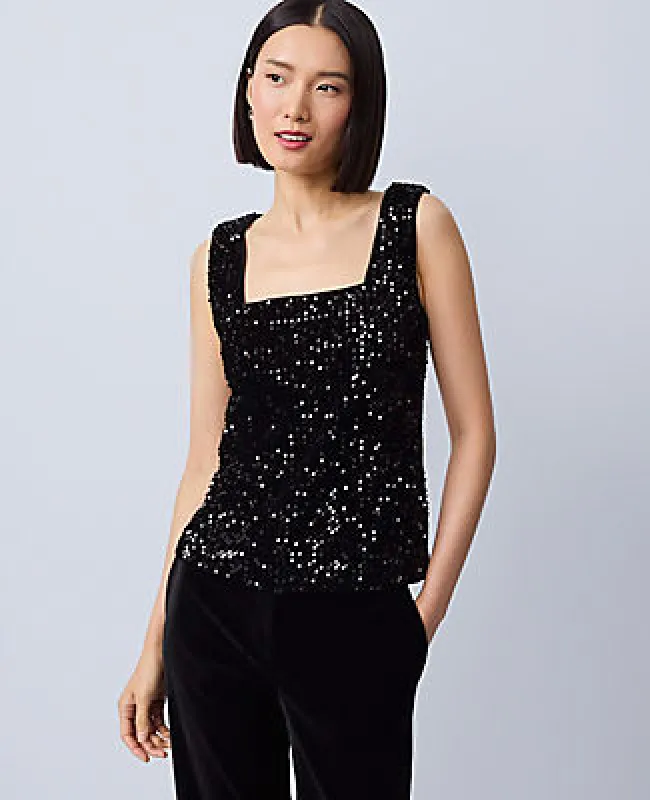 Ann Taylor Sequin Velvet Tank Top sold by Ann Taylor