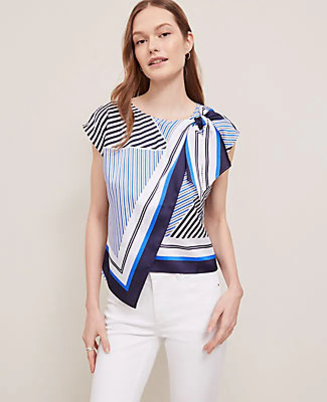 Ann Taylor Striped Asymmetric Tie Top sold by Ann Taylor