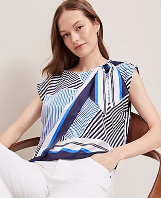 Ann Taylor Striped Asymmetric Tie Top sold by Ann Taylor product image thumbnail 3