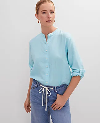 Ann Taylor Petite Relaxed Linen Perfect Shirt sold by Ann Taylor product image thumbnail 3