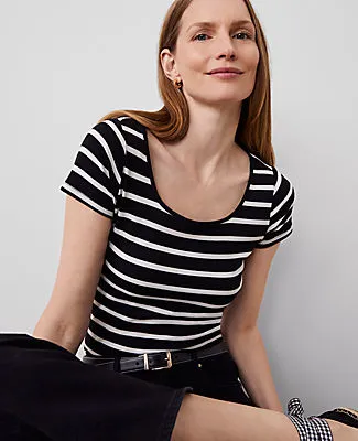 Ann Taylor Striped Square Neck Tee sold by Ann Taylor product image thumbnail 4