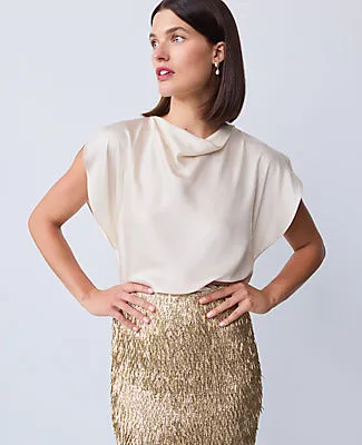 Ann Taylor Petite Draped Satin Blouse sold by Ann Taylor