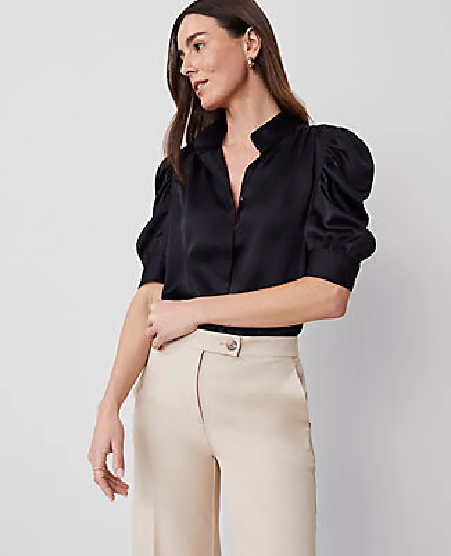 Ann Taylor Shirred Puff Sleeve Top sold by Ann Taylor