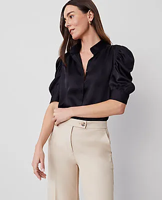 Ann Taylor Shirred Puff Sleeve Top sold by Ann Taylor