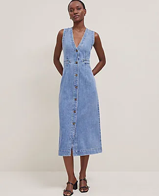 Ann Taylor Denim V-Neck Shirtdress sold by Ann Taylor product image thumbnail 3