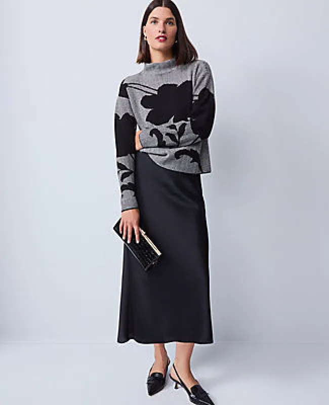 Ann Taylor Satin Bias Midi Slip Skirt sold by Ann Taylor