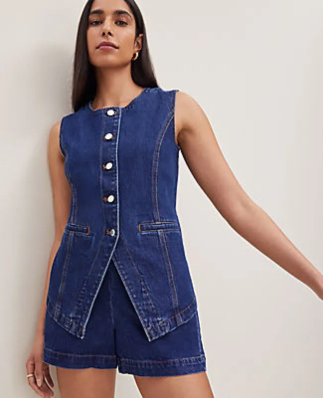Ann Taylor Petite Refined Denim Vest sold by Ann Taylor