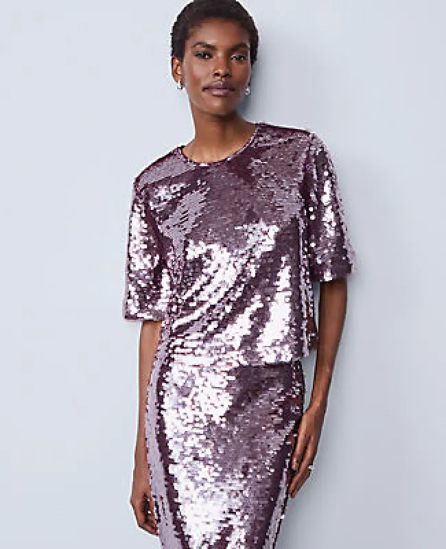Ann Taylor Sequin Crew Neck Blouse sold by Ann Taylor