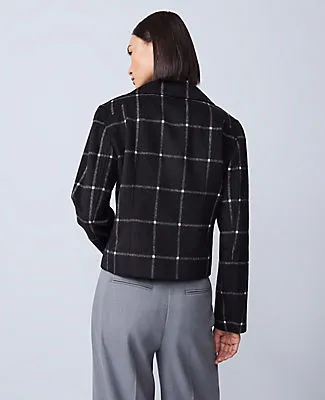 Ann Taylor The Petite Fitted Moto Jacket in Windowpane sold by Ann Taylor product image thumbnail 2