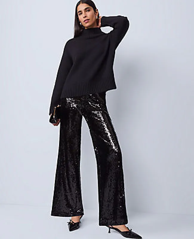Ann Taylor The Petite Perfect Wide Leg Pant in Sequin sold by Ann Taylor
