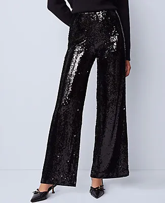 Ann Taylor The Petite Perfect Wide Leg Pant in Sequin sold by Ann Taylor product image thumbnail 2