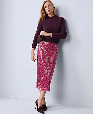 Ann Taylor Petite Sequin Paisley Column Midi Skirt sold by Ann Taylor