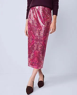 Ann Taylor Petite Sequin Paisley Column Midi Skirt sold by Ann Taylor product image thumbnail 2