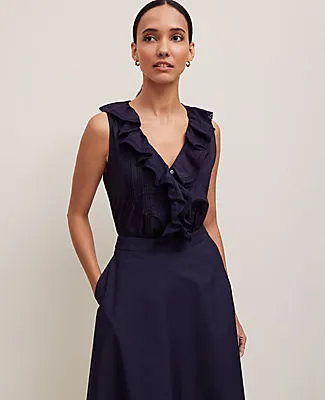 Ann Taylor Pintucked Ruffle Sleeveless Top sold by Ann Taylor