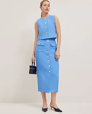 Ann Taylor Tweed Button Column Skirt sold by Ann Taylor