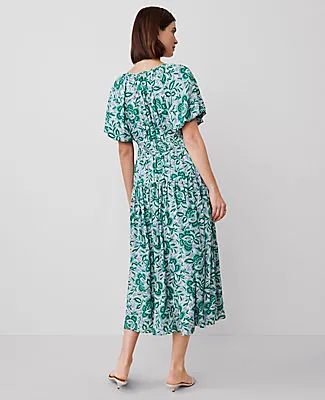 Ann Taylor Floral Split Neck Midi Dress sold by Ann Taylor product image thumbnail 2