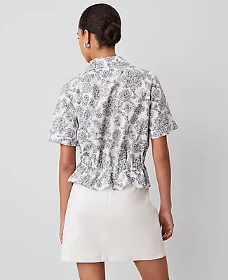 Ann Taylor Weekend Collection Paisley Tie Waist Peplum Shirt sold by Ann Taylor product image thumbnail 2