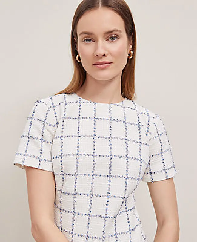 Ann Taylor Plaid Tweed Button Pocket Dress sold by Ann Taylor