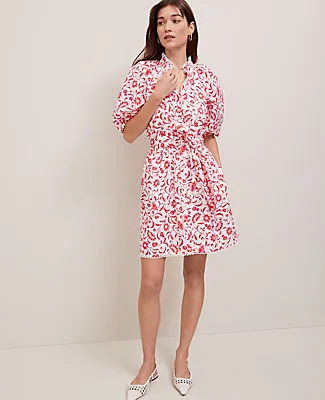 Ann Taylor Petite Floral Ruffle Neck Flare Dress sold by Ann Taylor