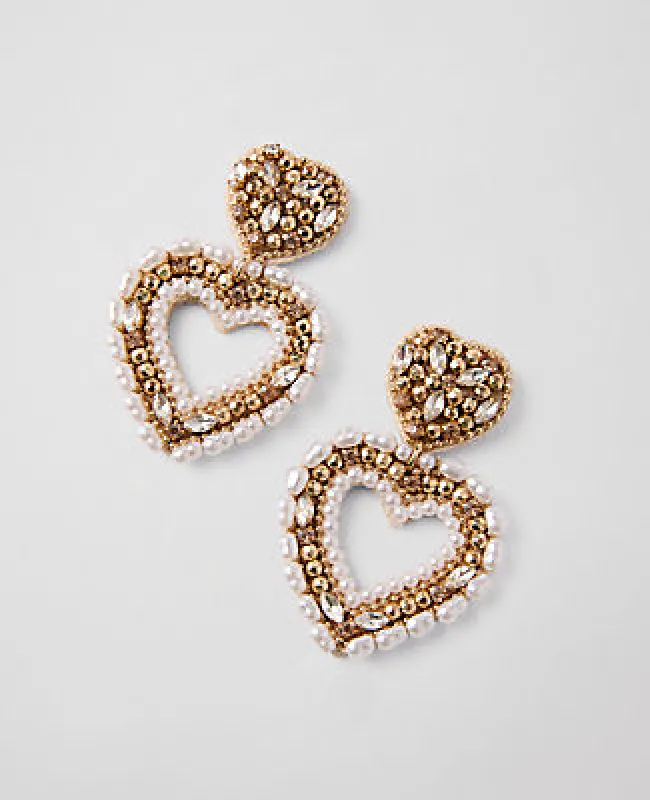 Ann Taylor Pearlized Heart Drop Earrings sold by Ann Taylor
