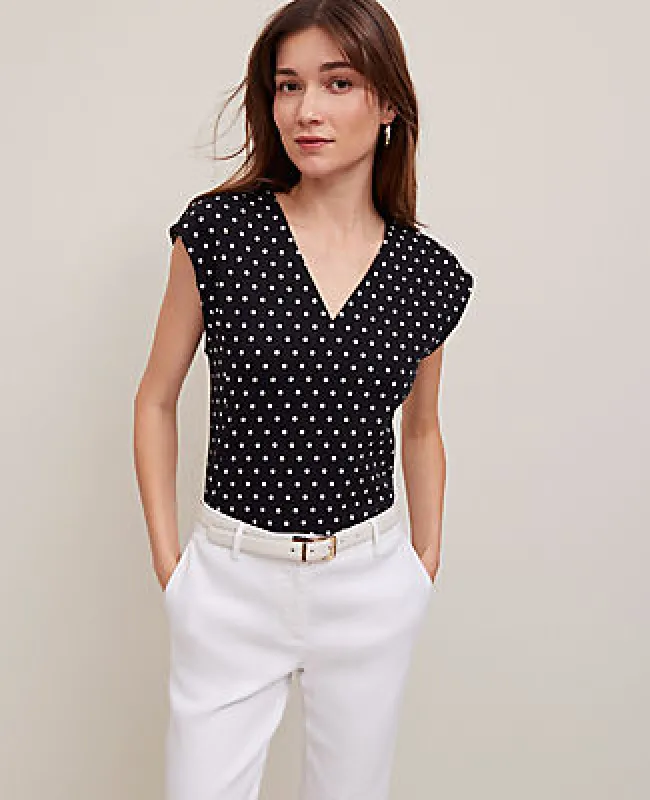 Ann Taylor Dotted Ponte Cap Sleeve Top sold by Ann Taylor