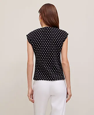 Ann Taylor Dotted Ponte Cap Sleeve Top sold by Ann Taylor product image thumbnail 2