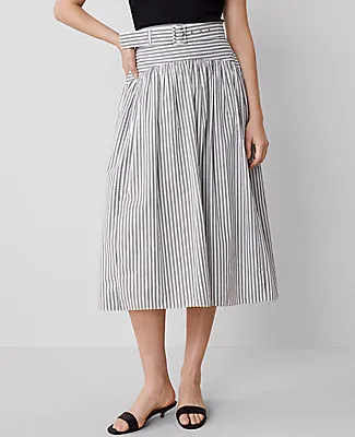 Ann Taylor Striped Belted Yoke Midi Skirt sold by Ann Taylor product image thumbnail 2