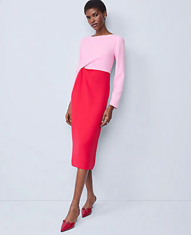 Ann Taylor Colorblock Twist Midi Dress sold by Ann Taylor