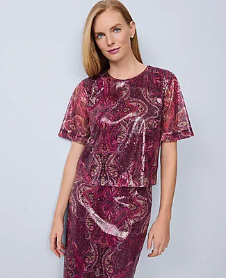 Ann Taylor Sequin Paisley Top sold by Ann Taylor