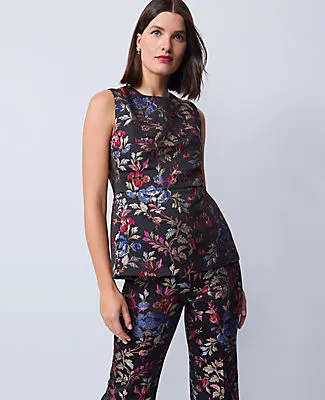 Ann Taylor Petite Floral Jacquard Crew Neck Top sold by Ann Taylor product image thumbnail 2