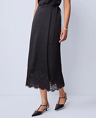 Ann Taylor Satin Lace Hem Wrap Skirt sold by Ann Taylor product image thumbnail 2
