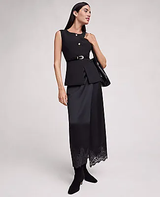 Ann Taylor Satin Lace Hem Wrap Skirt sold by Ann Taylor product image thumbnail 5