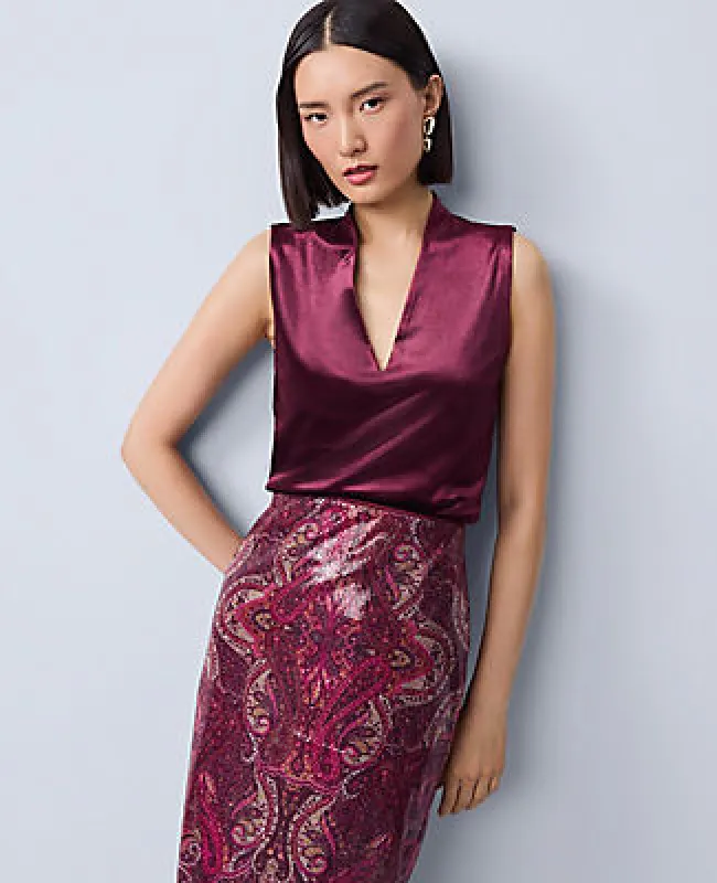 Ann Taylor Velvet Sleeveless V-Neck Top sold by Ann Taylor