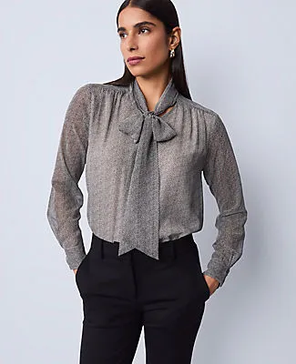 Ann Taylor Herringbone Bow Blouse sold by Ann Taylor